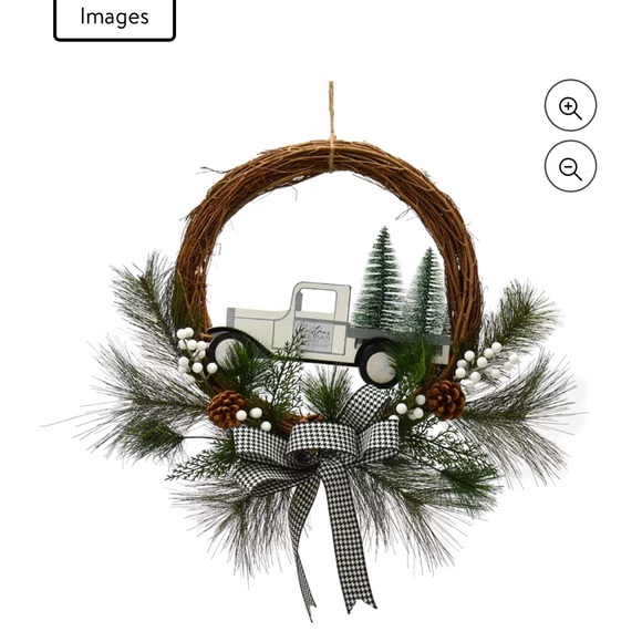 NWT 18” Holiday Time Simple Season White Truck Wreath - Picture 1 of 8